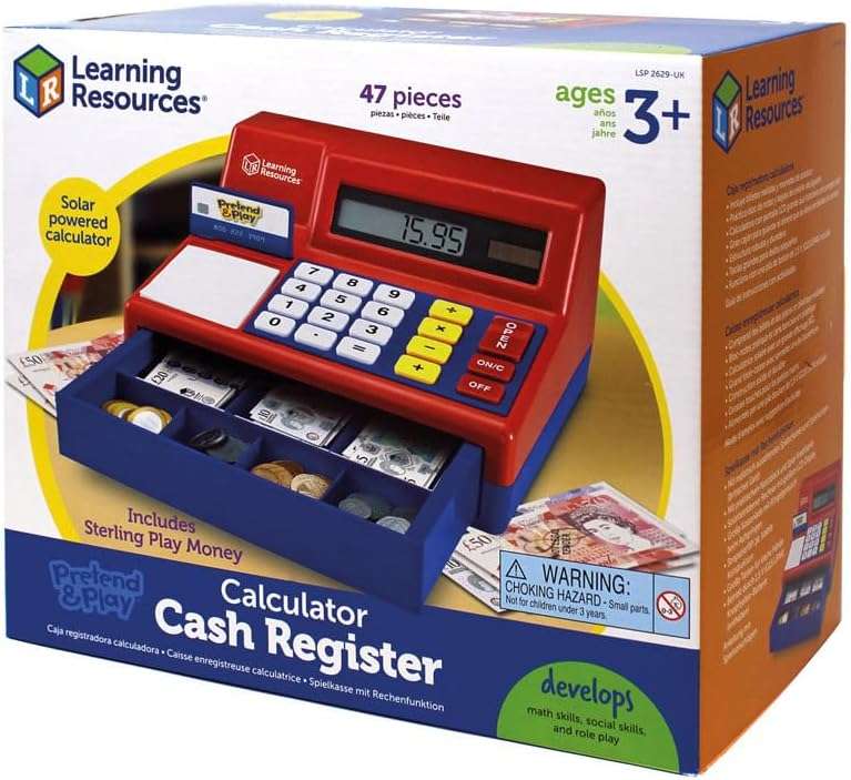 Learning Resources Pretend & Play Calculator Cash Register with Canadian Currency, Classic Counting Toy, Kids Cash Register, 73 Pieces, Ages 3+ - Image 6