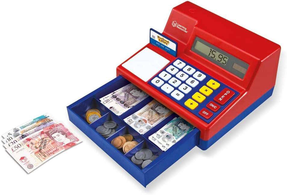 Learning Resources Pretend & Play Calculator Cash Register with Canadian Currency, Classic Counting Toy, Kids Cash Register, 73 Pieces, Ages 3+ - Image 8
