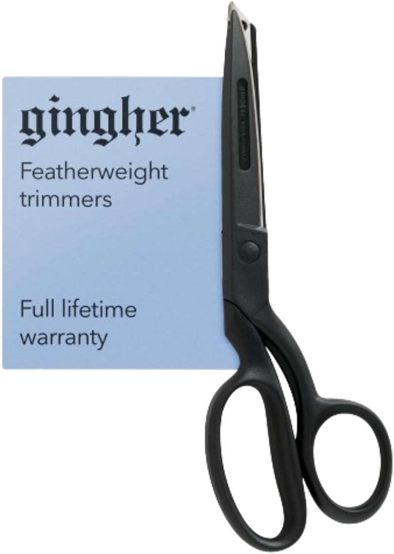 Gingher Featherweight Bent Handle Scissors - 8" Stainless Steel Shears - Sharp Fabric Scissors - Black - Image 1