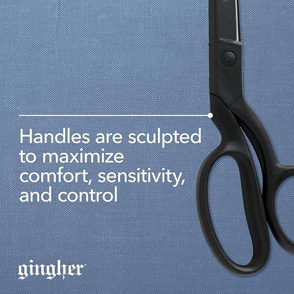 Gingher Featherweight Bent Handle Scissors - 8" Stainless Steel Shears - Sharp Fabric Scissors - Black - Image 3