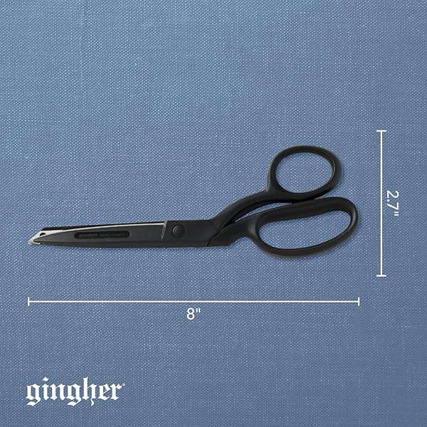 Gingher Featherweight Bent Handle Scissors - 8" Stainless Steel Shears - Sharp Fabric Scissors - Black - Image 6
