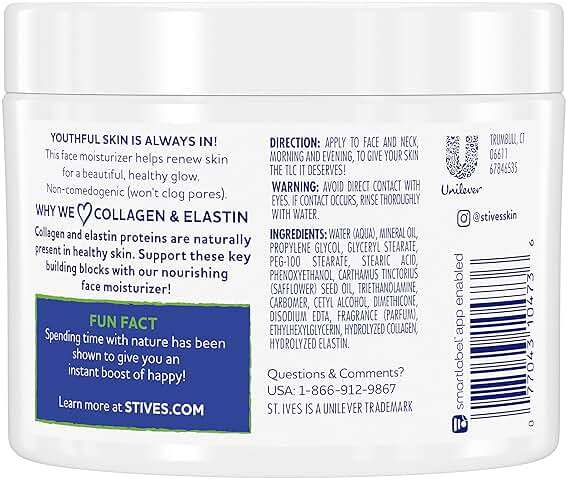 St. Ives Face Moisturizer Cream, Collagen and Elastin, Renewing Facial Moisturizer for Women, Paraben Free, Dermatologist Tested Daily Moisturizing for Dry Skin Cruelty Free, 10 oz - Image 2