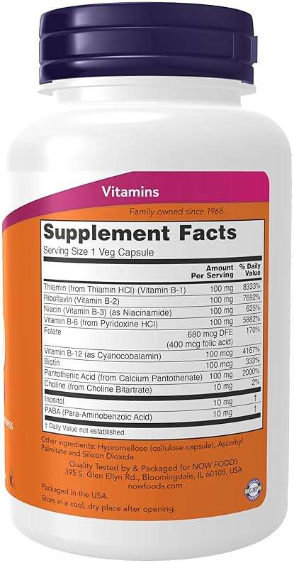 NOW Foods Supplements, Vitamin B-100, Energy Production*, Nervous System Health*, 100 Veg Capsules - Image 2