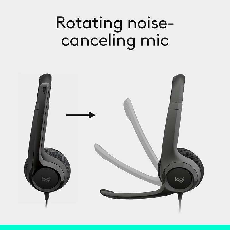Logitech H390 Wired Headset for PC/Laptop, Stereo Headphones with Noise Cancelling Microphone, USB-A, in-Line Controls, Works with Chromebook - Black - Image 4