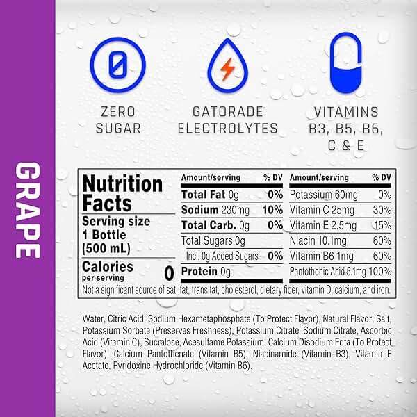 Propel Electrolyte Enhanced Water Sports Drink, Grape Flavored Water, Zero Calorie & Zero Sugar Hydration with Electrolytes and Vitamins C & E, 16.9 fl oz Bottles (12 Pack) - Image 2