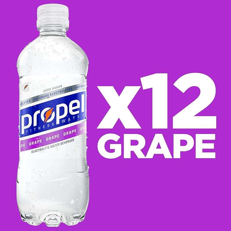 Propel Electrolyte Enhanced Water Sports Drink, Grape Flavored Water, Zero Calorie & Zero Sugar Hydration with Electrolytes and Vitamins C & E, 16.9 fl oz Bottles (12 Pack) - Image 3