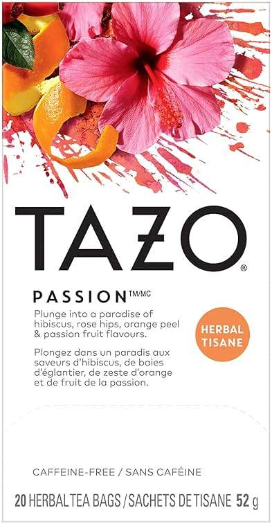 TAZO Passion Herbal Tea Bags, Hot or Iced, Caffeine Free, 20 Total Tea Bags - Image 1