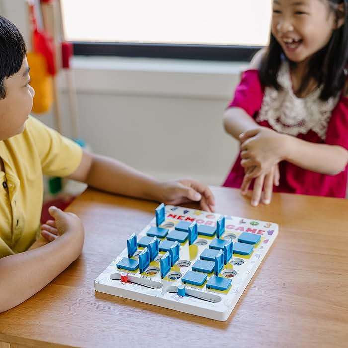 Melissa & Doug Flip-to-Win Portable Wooden Travel Game Board with 25 Flaps & 7 Double-Sided Memory Game Cards—Animals, Colors, Fruits, Shapes & Much More—Preschool Toys for Kids Ages 5+ - Image 2