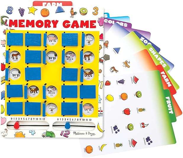 Melissa & Doug Flip-to-Win Portable Wooden Travel Game Board with 25 Flaps & 7 Double-Sided Memory Game Cards—Animals, Colors, Fruits, Shapes & Much More—Preschool Toys for Kids Ages 5+ - Image 4