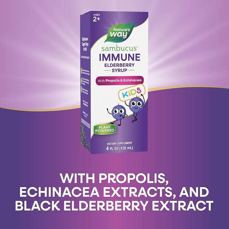 Nature's Way Sambucus Kids Immune Elderberry Syrup, Black Elderberry Extract with Echinacea & Propolis, Traditional Immune Support for Children with Superfood Antioxidants(1), Berry Flavored, 4 Fl Oz - Image 4