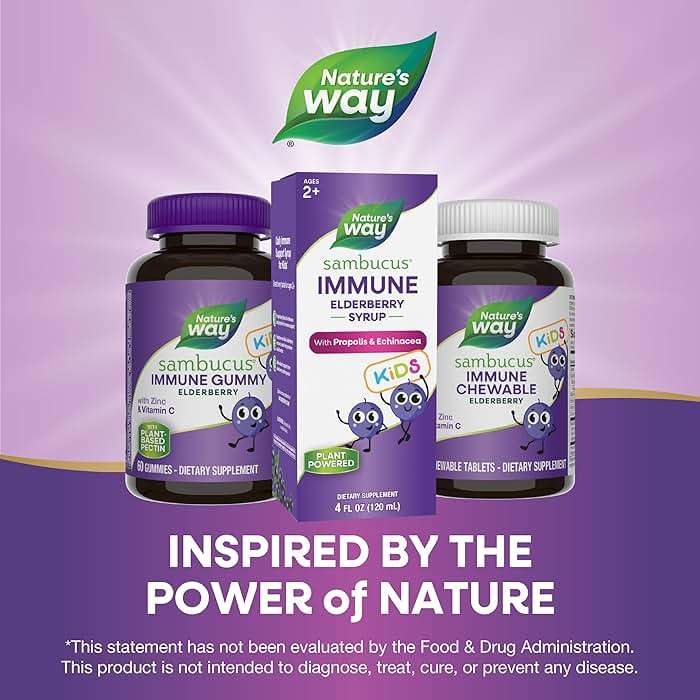 Nature's Way Sambucus Kids Immune Elderberry Syrup, Black Elderberry Extract with Echinacea & Propolis, Traditional Immune Support for Children with Superfood Antioxidants(1), Berry Flavored, 4 Fl Oz - Image 7