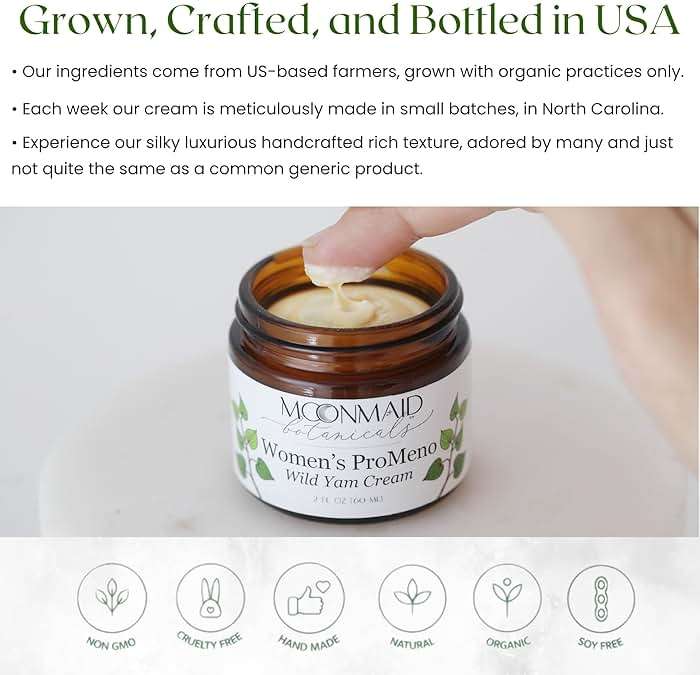 MoonMaid ProMeno Wild Yam Cream for Hormone Balance 2 Oz | Organic Wild Yam Cream for Hormones, Menopause Support, Skin Rejuvenation, Mood Balance, and Improved Sleep | Made in USA - Image 3
