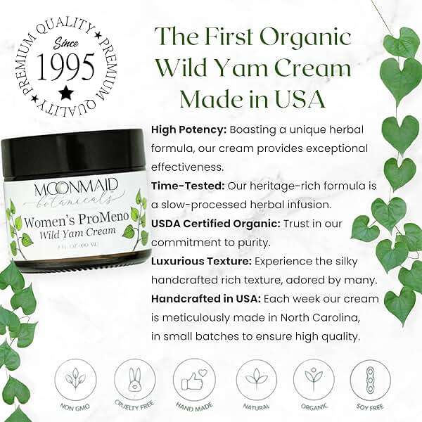 MoonMaid ProMeno Wild Yam Cream for Hormone Balance 2 Oz | Organic Wild Yam Cream for Hormones, Menopause Support, Skin Rejuvenation, Mood Balance, and Improved Sleep | Made in USA - Image 8
