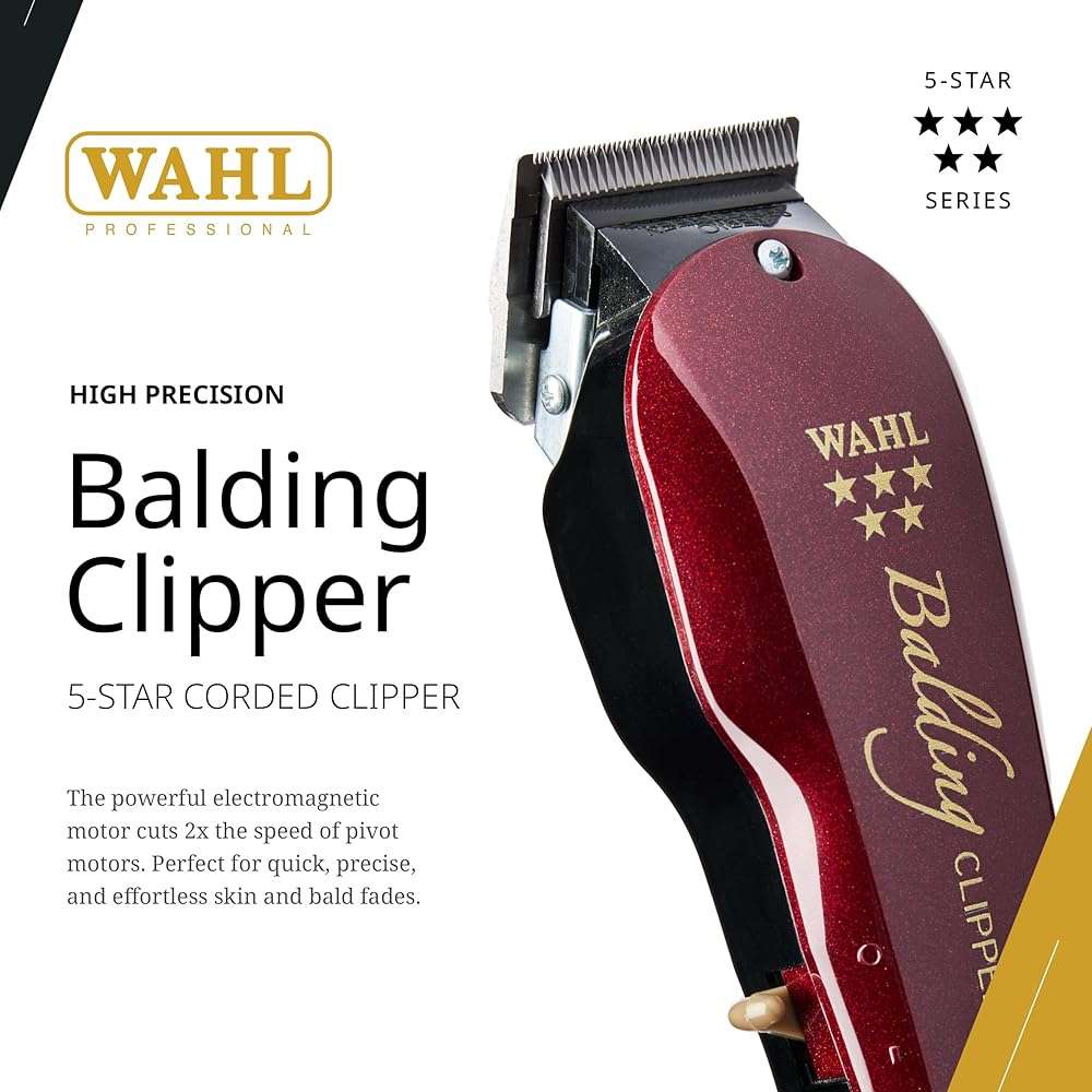 Wahl Professional 5 Star Balding Clipper, Corded V5000 Electromagnetic Motor, for Ultra-Close Trimming - Image 2