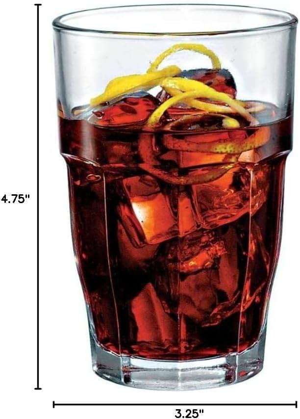 Bormioli Rocco Rock Bar Stackable Beverage, Set Of 6 Dishwasher Safe Drinking Glasses For Soda, Juice, Milk, Coke, Beer, Spirits – 12.5oz Durable Tempered Glass Water Tumblers For Daily Use - Image 4