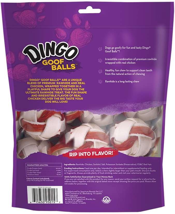 Dingo Goof Balls 15 Count, Premium Rawhide Treats For Small Dogs, Made With Real Chicken 15-Count - Image 2