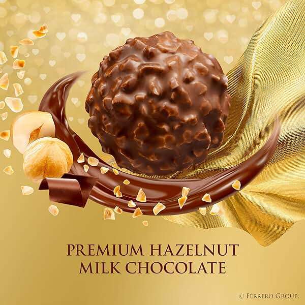 Ferrero Rocher Gourmet Hazelnut Milk Chocolate Gift Box, 12 Individually Wrapped Chocolates, 5.3 oz - Image 4