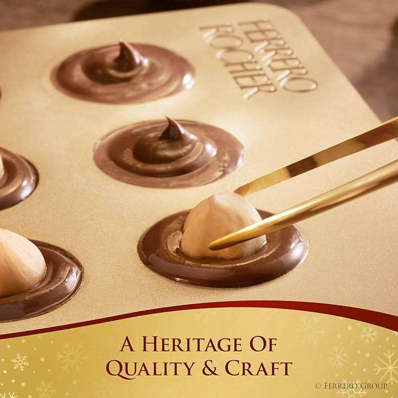 Ferrero Rocher Gourmet Hazelnut Milk Chocolate Gift Box, 12 Individually Wrapped Chocolates, 5.3 oz - Image 6