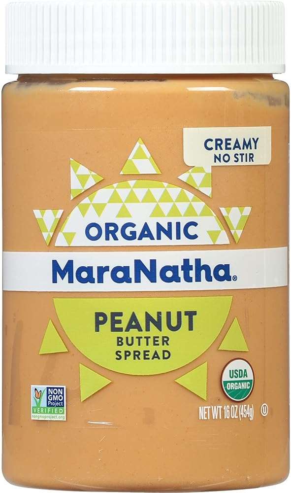 MaraNatha Organic Creamy Peanut Butter Spread, No Stir, 16 Ounce Jar - Image 1