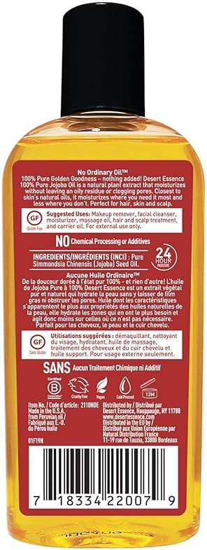 Desert Essence 100% Pure Jojoba Oil - 4 Fl Oz - Pack of 2 - Haircare & Skincare Essential Oil - All Skin Types - No Oily Residue - May Help Prevent Flakiness - Makeup Remover - Aftershave Moisturizer - Image 3