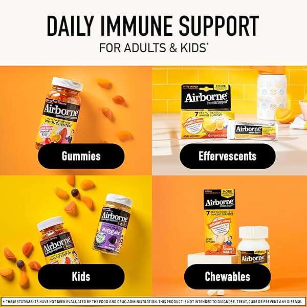Airborne Immune Support Effervescent Tablets, Zesty Orange Flavor - 30ct with 1000mg Vitamin C + Vitamins A, D, E, Zinc, Selenium, Manganese & Herbal Blend - Sugar‑Free, Gluten‑Free - Image 7