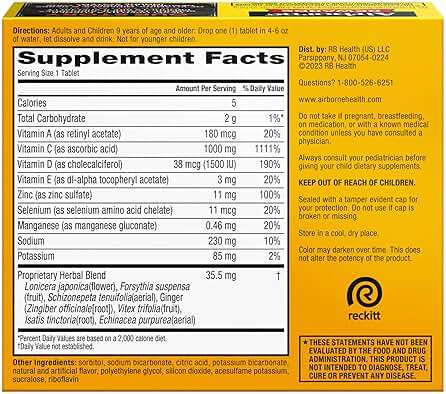 Airborne Immune Support Effervescent Tablets, Zesty Orange Flavor - 30ct with 1000mg Vitamin C + Vitamins A, D, E, Zinc, Selenium, Manganese & Herbal Blend - Sugar‑Free, Gluten‑Free - Image 8