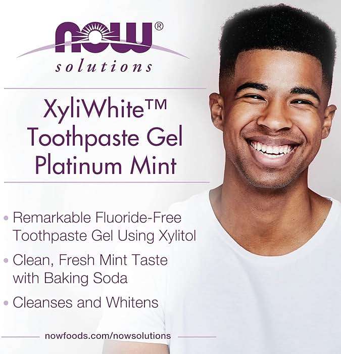 NOW Solutions, Xyliwhite™ Toothpaste Gel, Platinum Mint, Cleanses and Whitens, Fresh Taste, 6.4-Ounce - Image 4