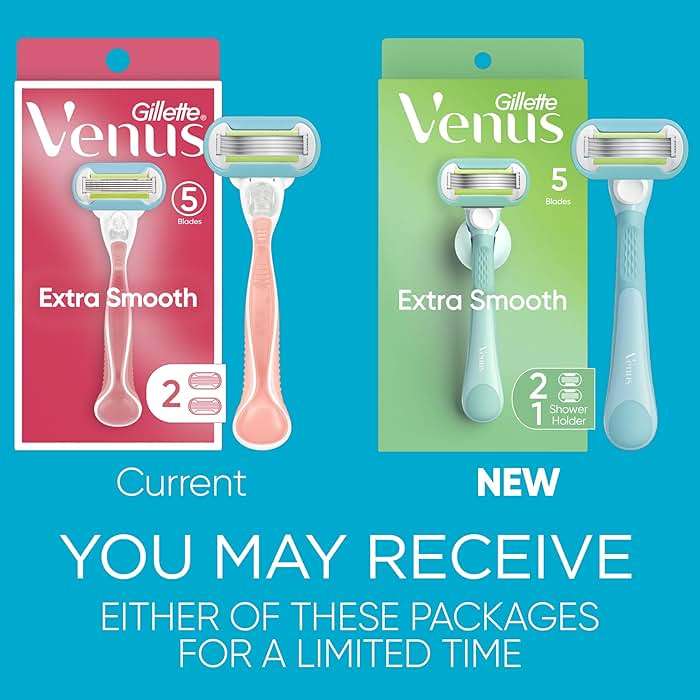 Gillette Venus Extra Smooth Razor for Women, Includes 1 Reusable Razor Handle + 2 Refills, Ergonomic No-Slip Gel Handle and Shower Holder - Image 2