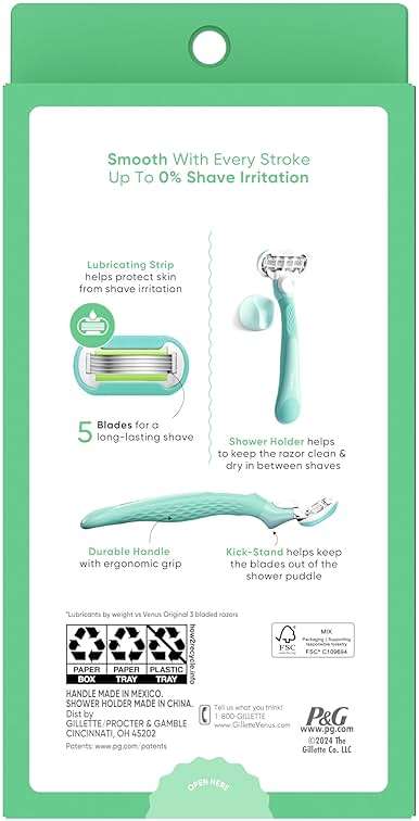 Gillette Venus Extra Smooth Razor for Women, Includes 1 Reusable Razor Handle + 2 Refills, Ergonomic No-Slip Gel Handle and Shower Holder - Image 11