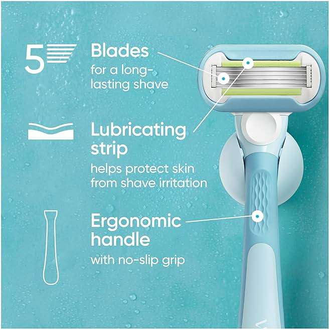 Gillette Venus Extra Smooth Razor for Women, Includes 1 Reusable Razor Handle + 2 Refills, Ergonomic No-Slip Gel Handle and Shower Holder - Image 3
