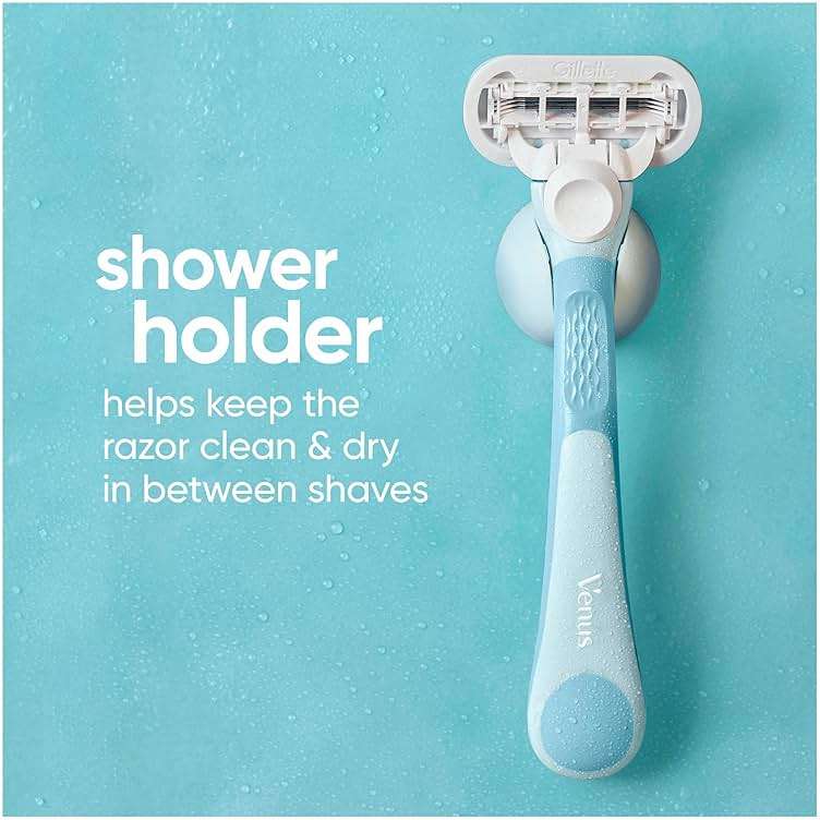 Gillette Venus Extra Smooth Razor for Women, Includes 1 Reusable Razor Handle + 2 Refills, Ergonomic No-Slip Gel Handle and Shower Holder - Image 6