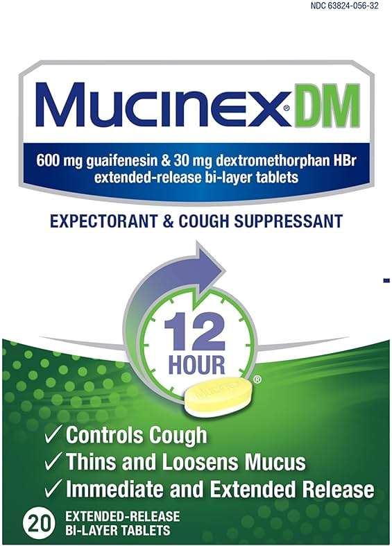 Mucinex DM 12Hr Chest Congestion & Cough Medicine for Adults, Cold and Cough Medicine for Excess Mucus Relief, 600 mg Guaifenesin & 30 mg Dextromethorphan HBr, 20 Bi-Layer Tablets - Image 15