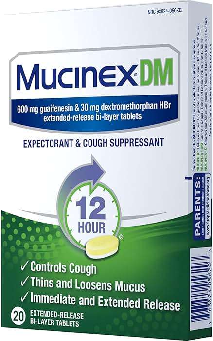 Mucinex DM 12Hr Chest Congestion & Cough Medicine for Adults, Cold and Cough Medicine for Excess Mucus Relief, 600 mg Guaifenesin & 30 mg Dextromethorphan HBr, 20 Bi-Layer Tablets - Image 19