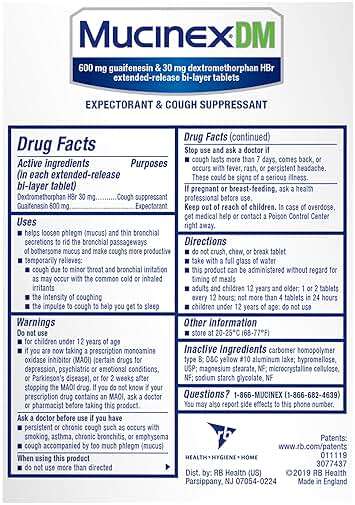 Mucinex DM 12Hr Chest Congestion & Cough Medicine for Adults, Cold and Cough Medicine for Excess Mucus Relief, 600 mg Guaifenesin & 30 mg Dextromethorphan HBr, 20 Bi-Layer Tablets - Image 8