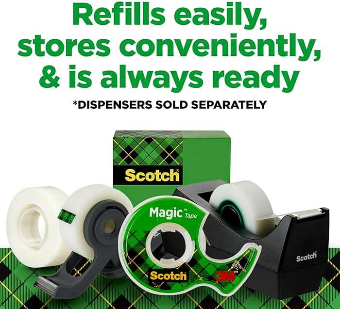 Scotch Magic Tape Desktop Dispenser, 6 Rolls of 3/4" x 1000" Each Plus 1 Desktop Tape Dispenser, Great for Repair, Wrapping and Office Applications - Image 8