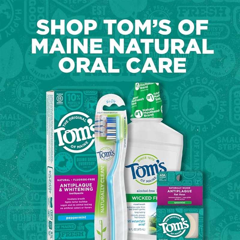 Tom's of Maine Naturally Waxed Antiplaque Flat Dental Floss, Spearmint, 32 Yards - Image 7