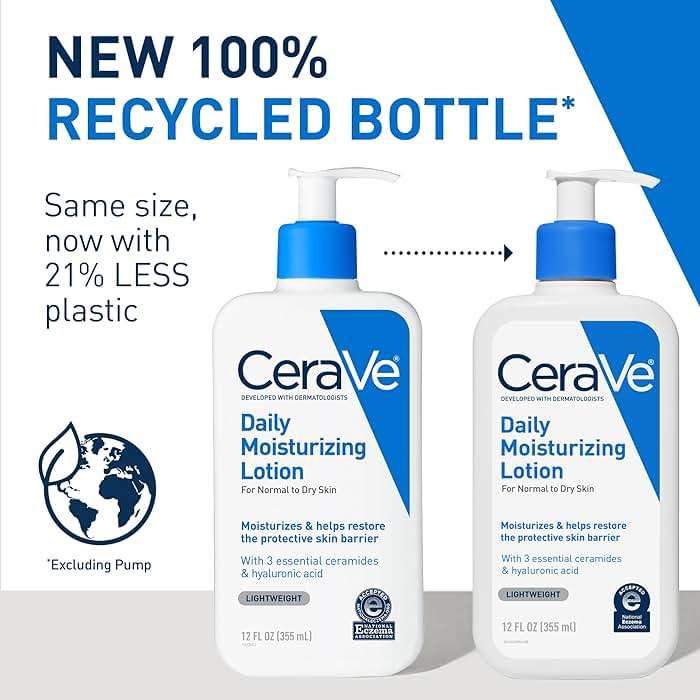 CeraVe Daily Moisturizing Lotion for Dry Skin, Body Lotion & Face Moisturizer with Hyaluronic Acid and Ceramides, Daily Moisturizer, Fragrance Free, Oil-Free, 12 Ounce - Image 2