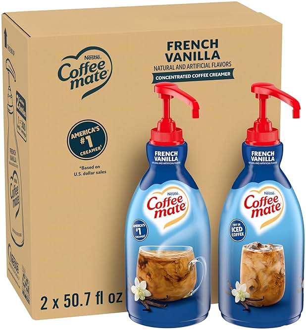 Nestle Coffee mate Coffee Creamer, French Vanilla, Concentrated Liquid Pump Bottle, Non Dairy, No Refrigeration, 50.7 fl oz (Pack of 2) - Image 1