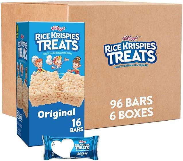 Rice Krispies Treats Marshmallow Snack Bars, Kids Snacks, School Lunch, Value Pack, Original (6 Boxes, 96 Bars) - Image 1