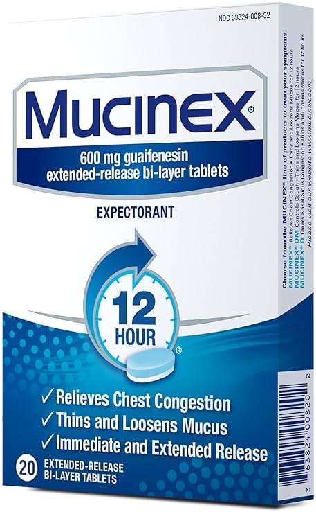 Mucinex 12 Hour 600 mg Guaifenesin Extended-Release Tablets for Excess Mucus Relief, Expectorant Aids Excess Mucus Removal, Chest Congestion Relief, 20 Bi-Layer Tablets - Image 11