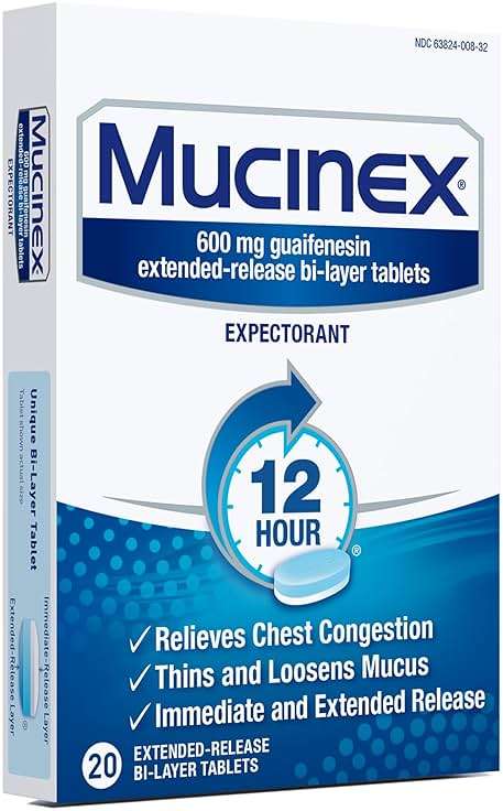 Mucinex 12 Hour 600 mg Guaifenesin Extended-Release Tablets for Excess Mucus Relief, Expectorant Aids Excess Mucus Removal, Chest Congestion Relief, 20 Bi-Layer Tablets - Image 13