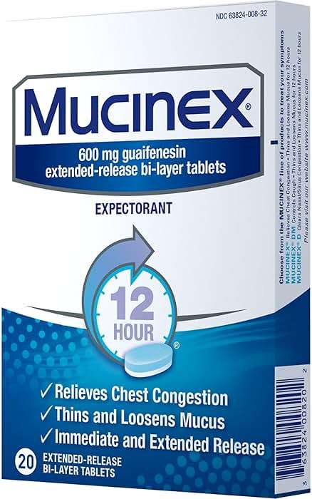 Mucinex 12 Hour 600 mg Guaifenesin Extended-Release Tablets for Excess Mucus Relief, Expectorant Aids Excess Mucus Removal, Chest Congestion Relief, 20 Bi-Layer Tablets - Image 19