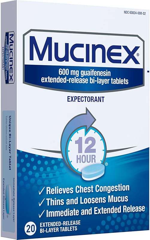Mucinex 12 Hour 600 mg Guaifenesin Extended-Release Tablets for Excess Mucus Relief, Expectorant Aids Excess Mucus Removal, Chest Congestion Relief, 20 Bi-Layer Tablets - Image 20