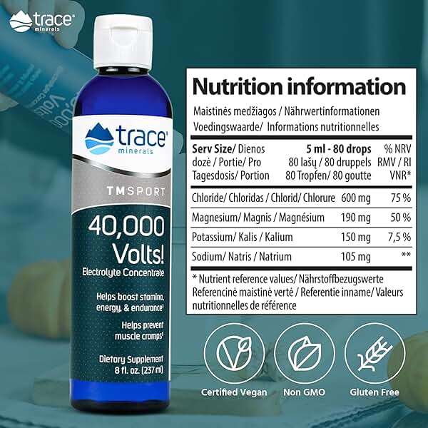 Trace Minerals 40,000 Volts - Supports Hydration, Energy, Muscles, Stamina, and Endurance - Liquid Multimineral and Electrolyte Concentrate with Ionic Magnesium, Sodium, Potassium (48 Servings) - Image 2