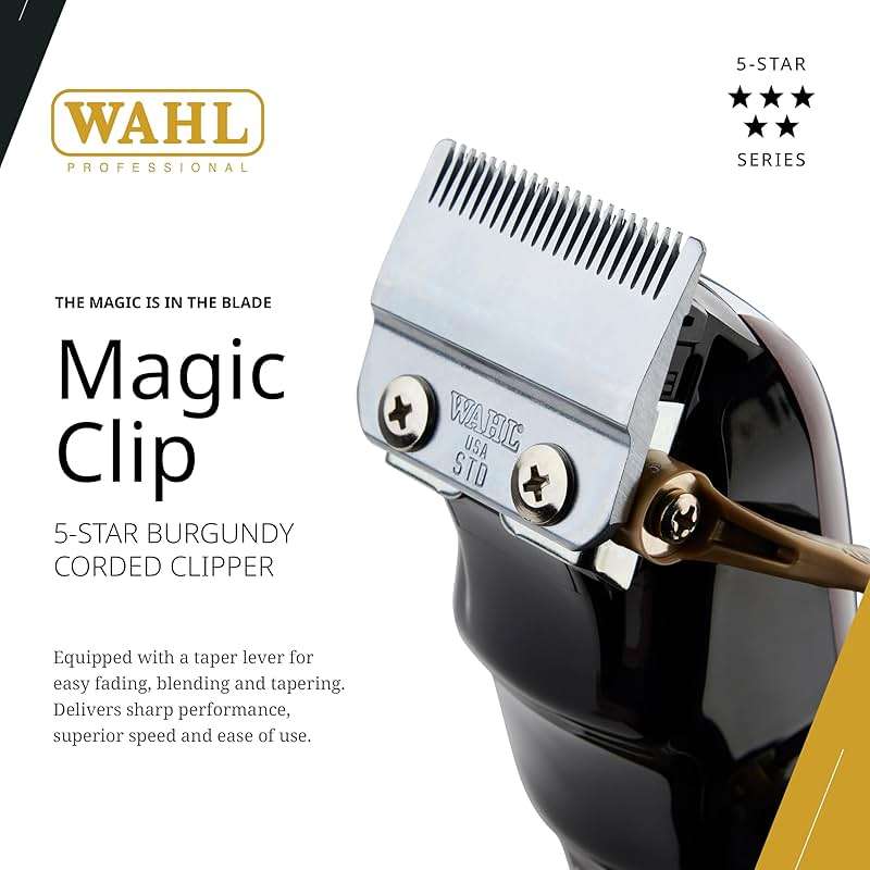 Wahl Professional 5 Star Series Magic Clip Precision Fade Clipper with Zero Overlap Adjustable Blades, Corded Operation, V9000 Motor, Chrome - Image 2