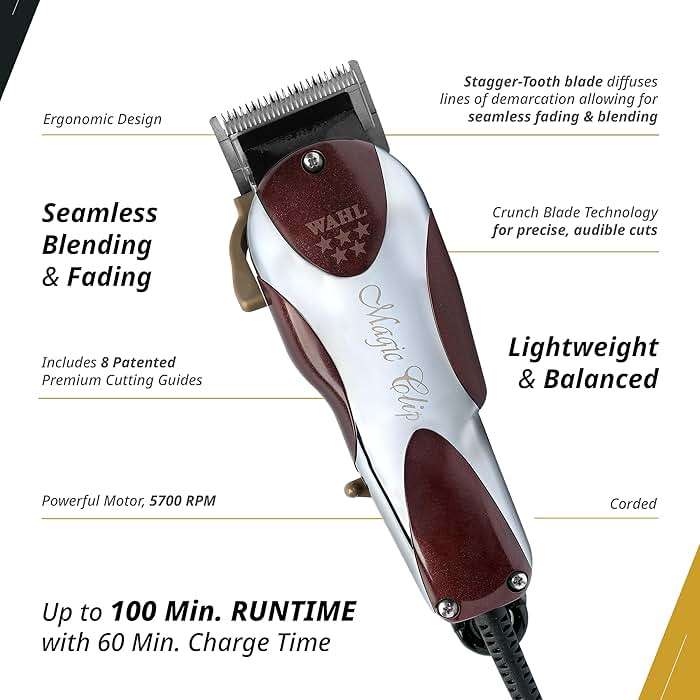 Wahl Professional 5 Star Series Magic Clip Precision Fade Clipper with Zero Overlap Adjustable Blades, Corded Operation, V9000 Motor, Chrome - Image 3