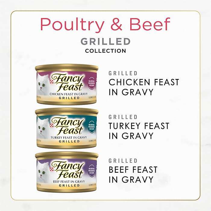 Purina Fancy Feast Grilled Wet Cat Food Poultry and Beef Collection Wet Cat Food Variety Pack - (Pack of 24) 3 oz. Cans - Image 3