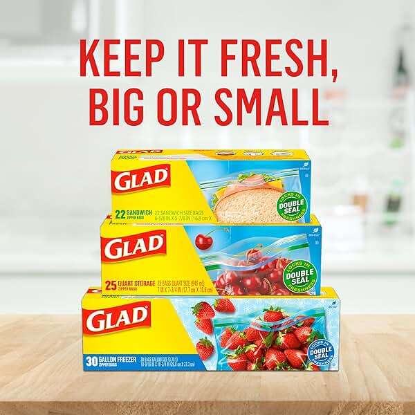 Glad Zipper Food Storage Plastic Bags, Sandwich, 100 Count (Package May Vary) - Image 4