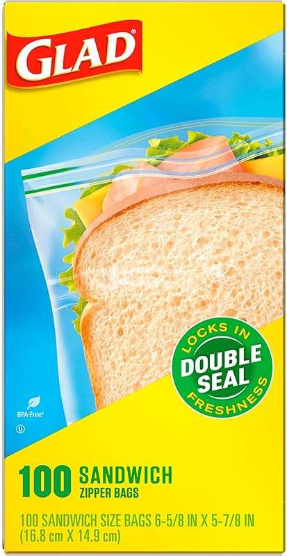Glad Zipper Food Storage Plastic Bags, Sandwich, 100 Count (Package May Vary) - Image 6