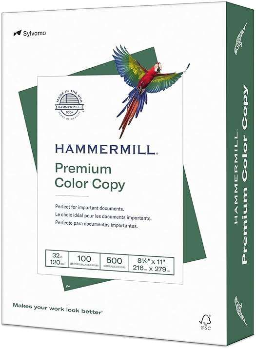 Hammermill Printer Paper, Premium Color 32 lb Copy Paper, 8.5 x 11-1 Ream (500 Sheets) - 100 Bright, Made in the USA, white (102630) - Image 1